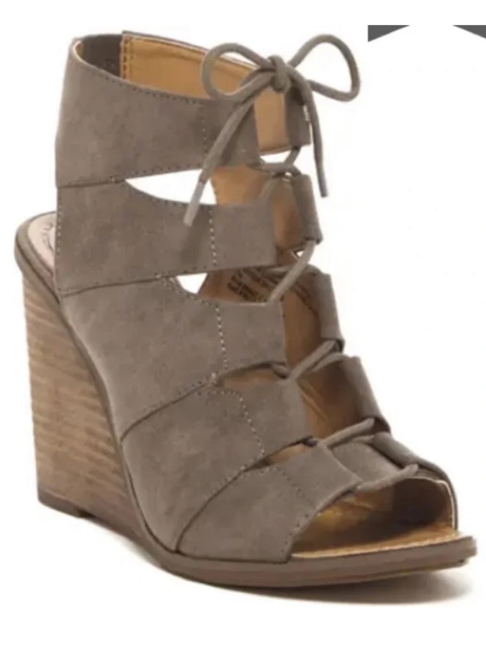 Melrose & Market taupe wedge lace-up sandal 10